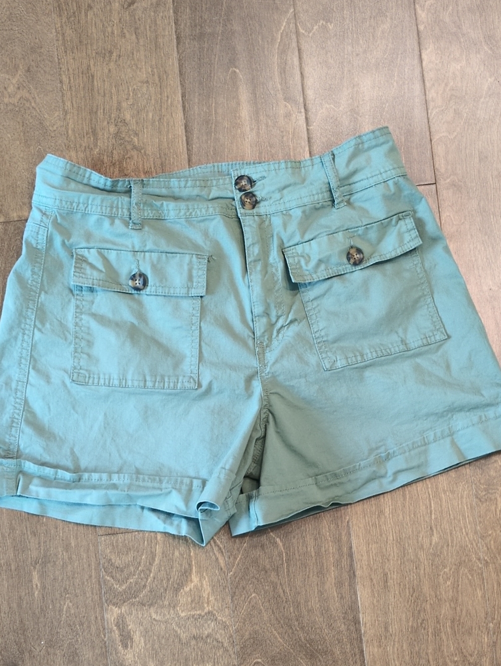 Kensie Women's Green Front Pocket Shorts, Size 8, 4 Inch Seam